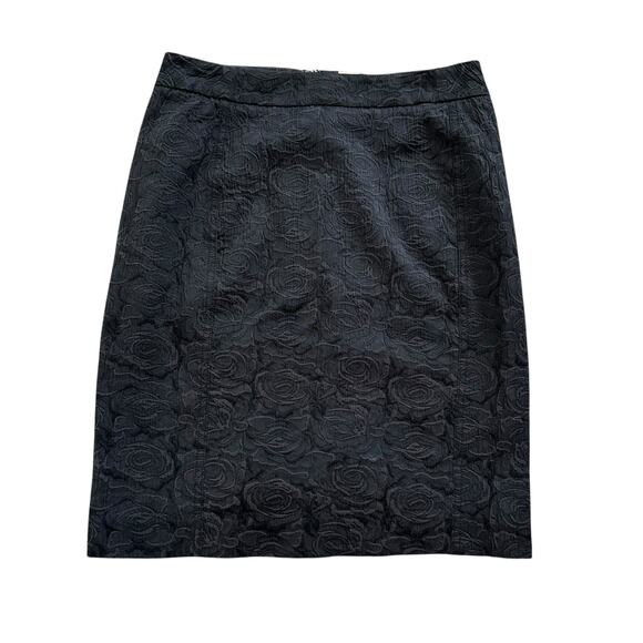 Vanessa Virginia Anthropologie black rose pattern knee-length skirt size 4 - Picture 1 of 8